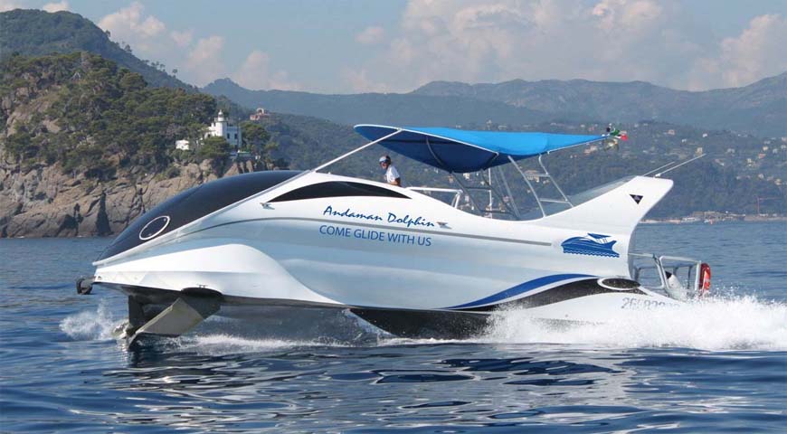 Andaman Lagoons - Popular Water Sports Activity or Adventure Activity Andaman Dolphin Cruise (a Speed Boat with Glass Bottom) at Port Blair in Andaman Islands